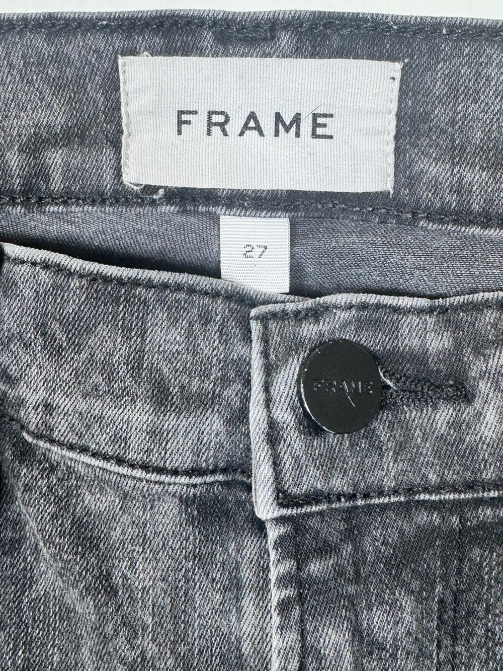 FRAME Le Skinny de Jeanne Black Python Denim Jeans Women’s 27 Goth Glam Mobwife - Picture 3 of 6